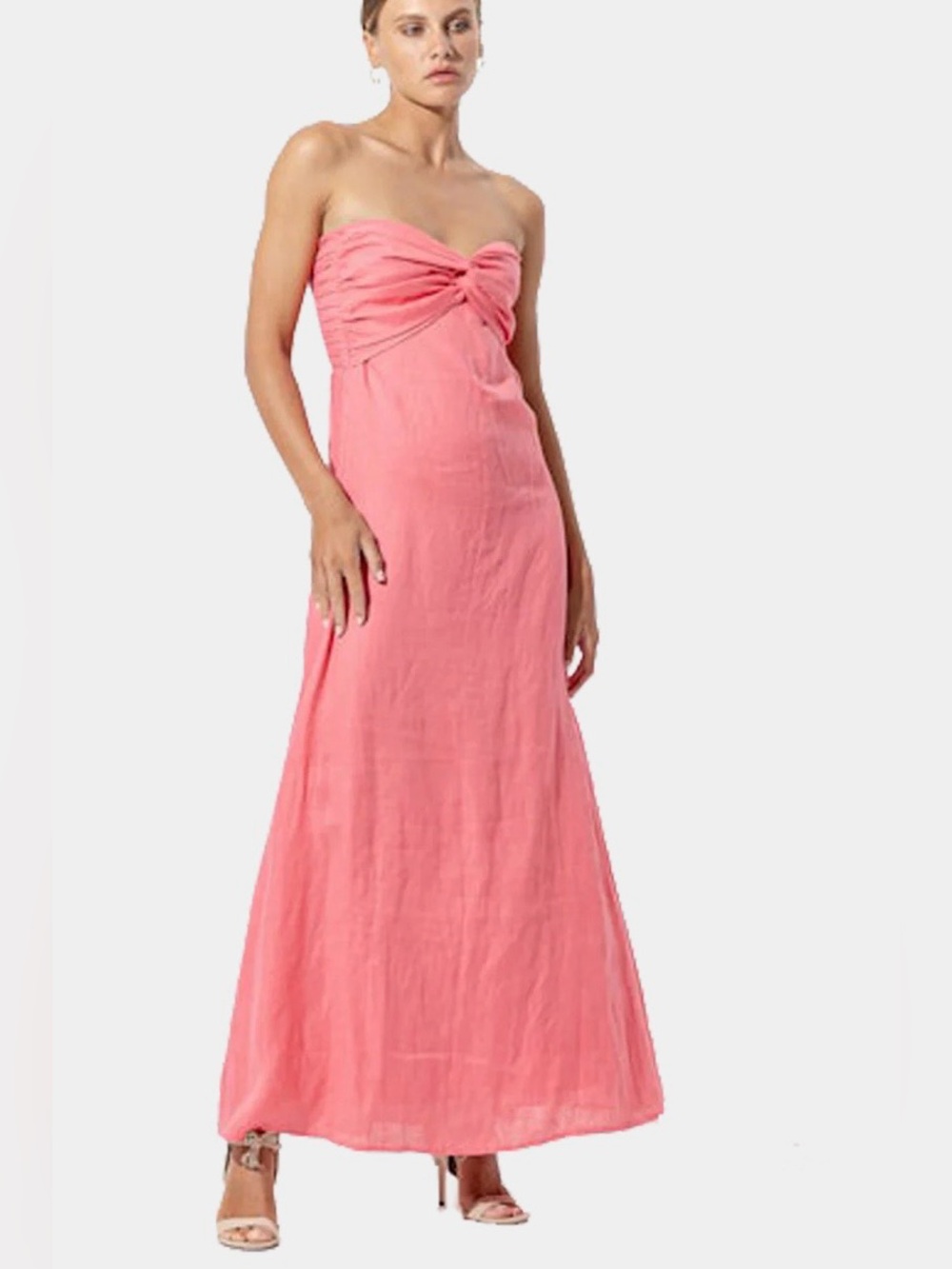 Lusana Melody Strapless Linen Dress French Pink Nwt’s sz sm